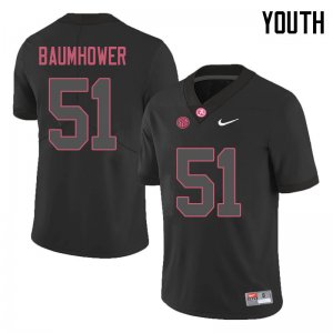NCAA Youth Alabama Crimson Tide #51 Wes Baumhower Stitched College 2018 Nike Authentic Black Football Jersey WM17L34BO